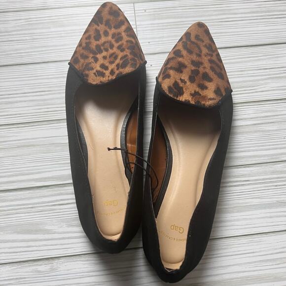 Gap Women’s Black and Animal Print Pointed Toe D’Orsay Ballet Flats Sz 7 - Picture 9 of 9